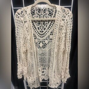 Rebellion Beige Crochet Cardigan